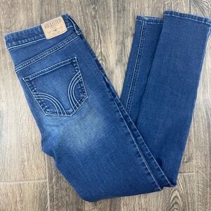 Hollister Skinny Jeans Womens 7R W28 L31 Blue Excellent Distressed Button Bella